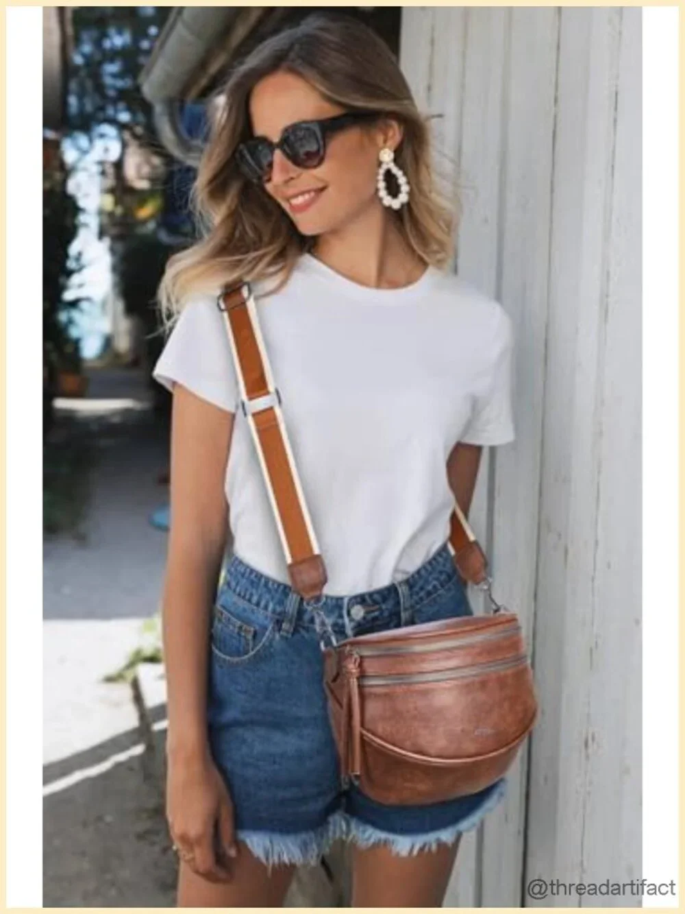 Faux Leather Crossbody Sling Bag for Women - Travel Fanny Pack